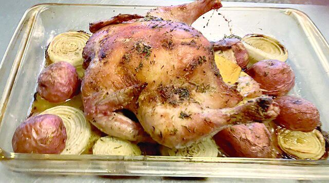 Bridgton Farmers’ Market Recipe Walk Away Roast Chicken with Potatoes and Onions